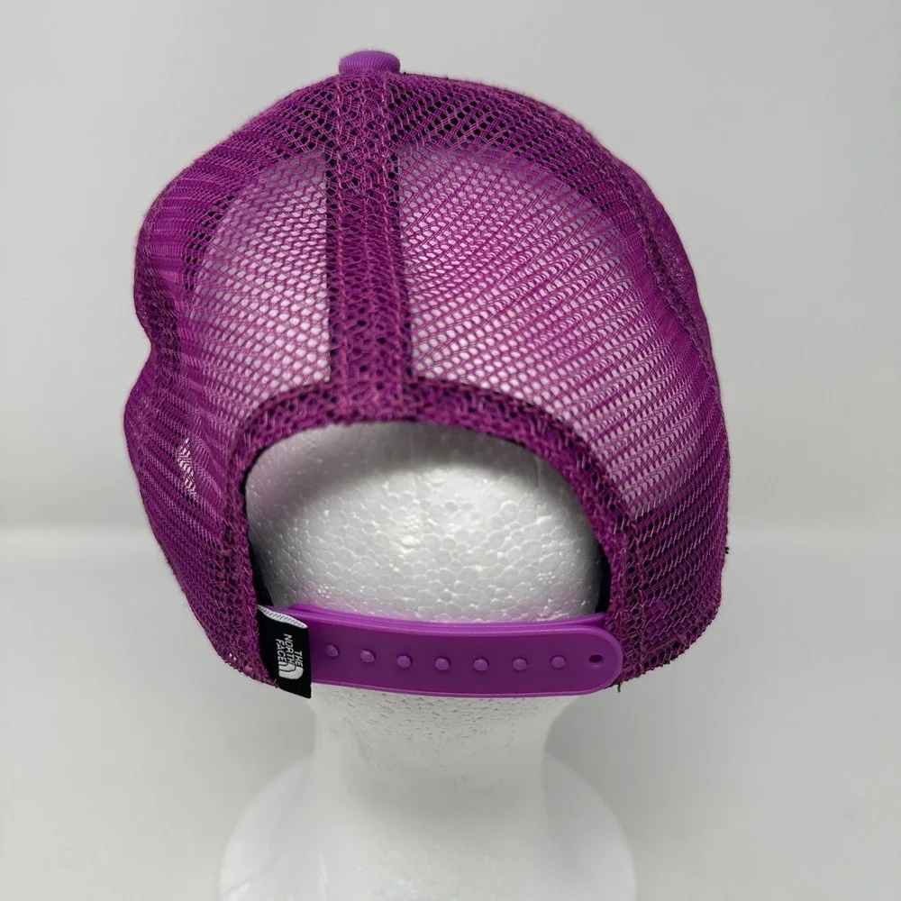 The North Face Hat Unisex OS Purple Black Mudder Trucker Snapback Mesh Cap Logo